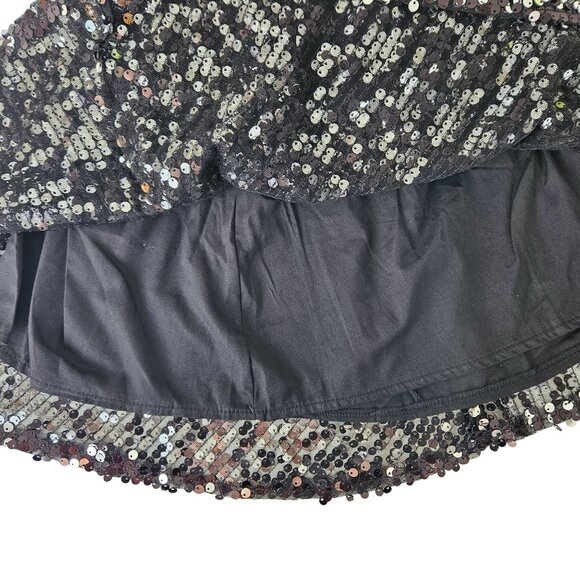 Girls Black Sequin Lined Skirt With Scalloped Waistband Size 6 Dance Dress Up - Picture 4 of 7